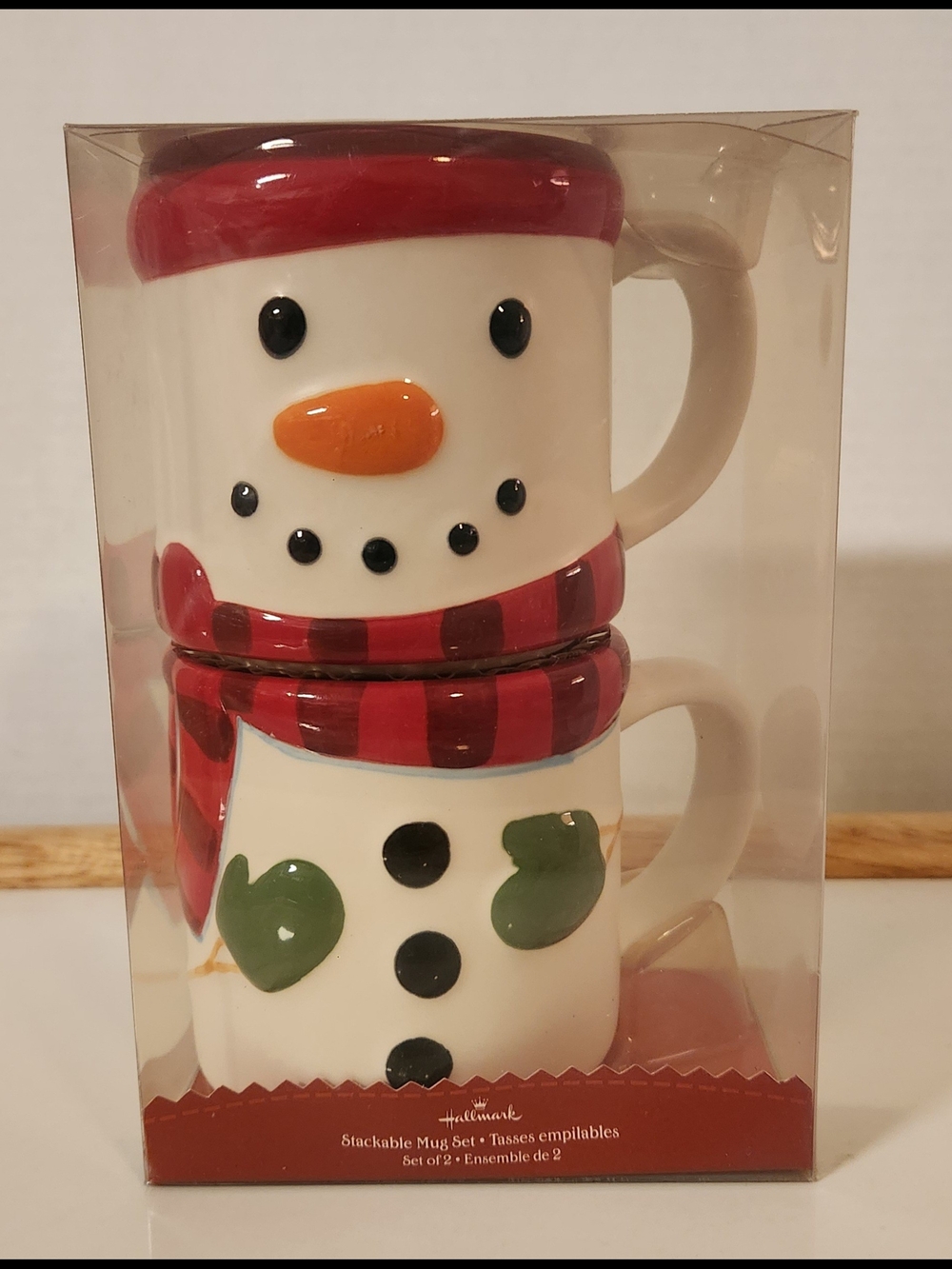 Hallmark Christmas Snowman Stackable Mug Set of 2 Ceramic NIB